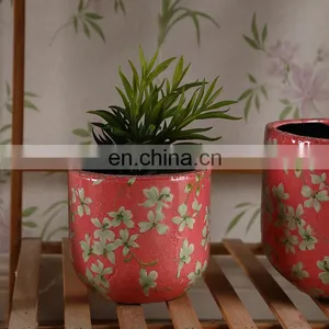 Novelty Vintage Style Small Succulent Plants Pink Ceramic Outdoor Garden Flower Pots for Indoor Decor thumbnail-1
