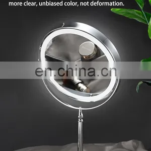 Wholesale 360 Degree 8 Inch LED Makeup Mirror Round Glass Mental Magnification Standing Make Up Mirror thumbnail-6