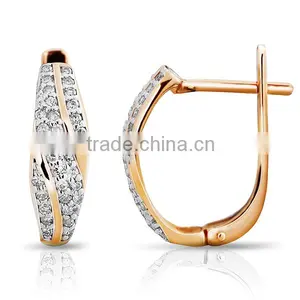 14K Rose Gold Earring With Diamonds thumbnail-1