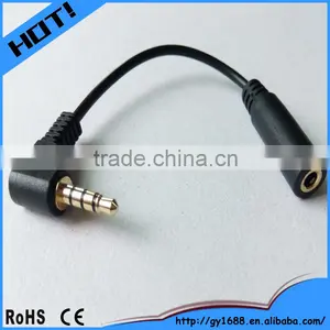 4-pole 3.5mm Right Angle M/F Stereo Audio Cable 0.1m thumbnail-1