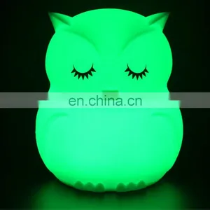 Children Cartoon Cute 3D Owl Shape Silicone Lamp Baby Colorful Sleeping Lighting Touch Night Light for Kids thumbnail-2