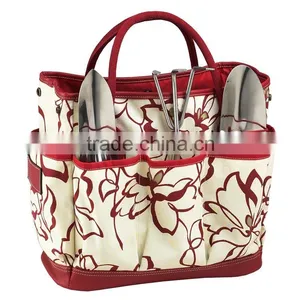 Printed Red Nylon Garden Tool Organizer Bag for Ladies,garden Tool Bag in Bag Organizer,garden Tool Bag in Bag Handbag Organizer thumbnail-2