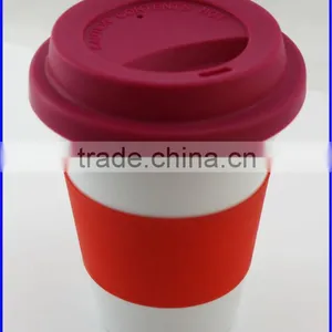 Wholesale Ceramic Travel Plain White Coffee Mug With Silicone Lid thumbnail-1