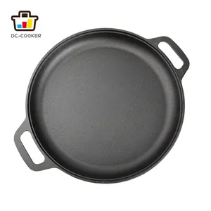 High Quality Cast Iron Vegetable Oil Fry Pan Grill Pan Pizza Pan With Two Handles Best Price thumbnail-1
