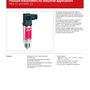 DANFOSS Pressure Transmitters for Industrial Applications MBS 32 and MBS 33 thumbnail-1