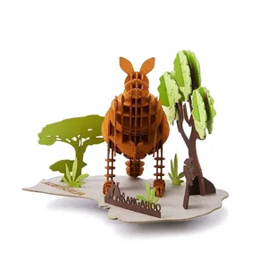 Wholesale 3d Eco-Friendly Kangaroo Cardboard Puzzles Model Handmade Wild Animal Safari Paper Toys Craft Sets for Kids & Adult thumbnail-4