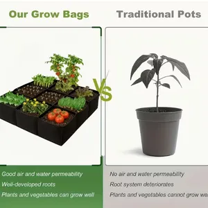 Square Grow Bags Anti Root Circling Fabric Planting Bags Bulk thumbnail-2