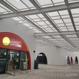 Grid Hot-dip Galvanized Steel Keel Modeling Project, Steel Structure Commercial Square Glass Roof, Aluminum Veneer Curtain Wall, On-site Construction thumbnail-1