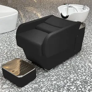 Japanese Shampoo Barber Chair With Ceramic Basin Hydraulic Lift Half Lying 300kg Capacity thumbnail-3