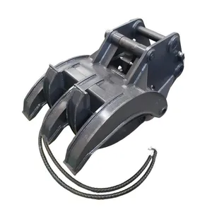 12T Excavator Hydraulic Grab 3+2 Interlocking Tines Blunt Square Tips Fixed Head Internal Cylinder Slate Grey thumbnail-1