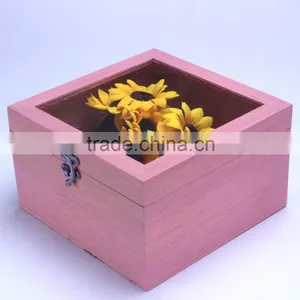 Square Shape Wooden Box Eternal Life Flowers Gift Box for Sale thumbnail-1