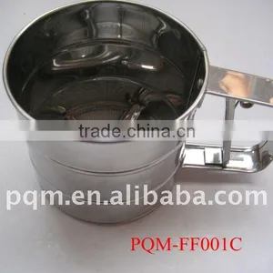 Durability Passing FDA 10.3* 9.9 cm Hand Pressing Stainless Steel Flour Sifter With 1 Lays Meshes 001C thumbnail-1