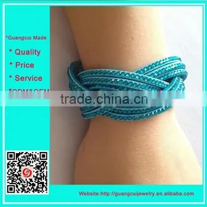 Hot Sale Women Rhinestone Hard Leather Bangle Bracelet thumbnail-1