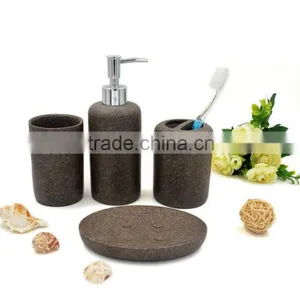 Black Polyresin Sandstone Bathroom Accessories Set thumbnail-6