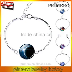 Sterling Silver Star Moon Glass Cabochon Charm Bracelets & Bangles Fashion Jewelry thumbnail-1