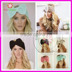 Fashion Women Ladies Bow Crochet Headband Knit Headwrap Ear Warmer Hairband thumbnail-1