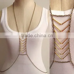Chevron Gold Bar Body Chain Harness thumbnail-1