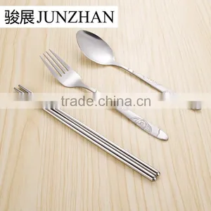 Stainless Steel Travel Cutlery Spoon and Chopsticks With Water-proof Cloth Bag Packing thumbnail-3