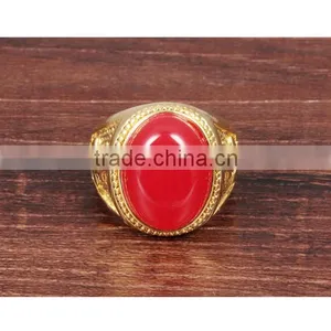 Copper Gold Plated Jewelry Stone Agate Ring Model Woman thumbnail-2