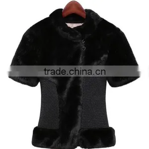 2015 European Style Women's Thickening Warm Short Sleeves Imitation Fur Coat thumbnail-2