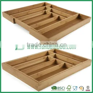 FB5-1059 Kitchen Bamboo Expandable Utensil Tray Drawer Organizer thumbnail-1