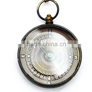 Collectable Antique Reproduction Solid Brass Pendant Compass With Chain 13261 thumbnail-5