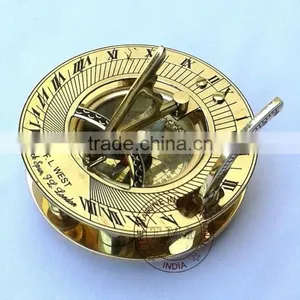 NAUTICAL BRASS SUNDIAL COMPASS - ROUND BRASS MARINE SUNDIAL COMPASS thumbnail-4