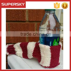 A-703 Hand Knitted Drink Mittens Crochet Beer Mitten Cosy Crochet Bottle Hand Holder thumbnail-2