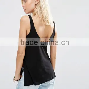 Latest Design Fashion Women Clothes Side Split Tops Wholesale Tank Top thumbnail-4