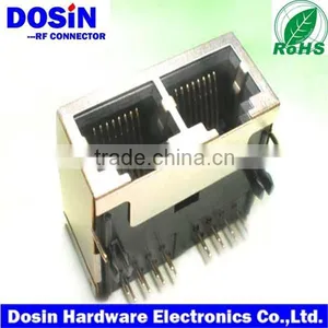 RJ45 Connectors, Two Port RJ45 Jack Pcb Mount, Cat 8p8c Modular Connector thumbnail-1