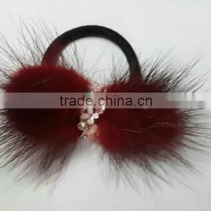 Cute and Colorful Real Mink Fur Hairband Accessories for Beautiful Girl thumbnail-1