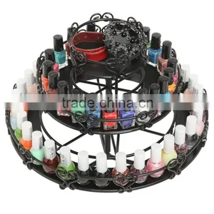 Black 3-Tier Wedding Cake Heart Design Rotating Metal Nail Polish Display Stand Organizer Rack thumbnail-4