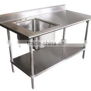 Prep / Work Table With Sink and Backsplash18 Gauge Stainless Steel Top thumbnail-1
