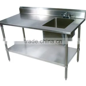 Icegreen Stainless Steel Prep Table With Sink Bowl and Galvanized Undershelf thumbnail-1