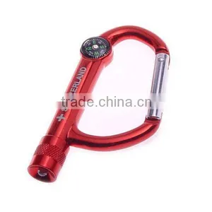 Aluminium Led Flashlight With Carabiner and Compass thumbnail-1