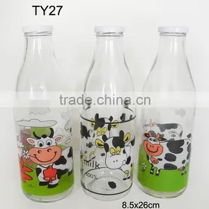 1L Decaling Glass Milk Bottle With Metal Screw Cap thumbnail-1