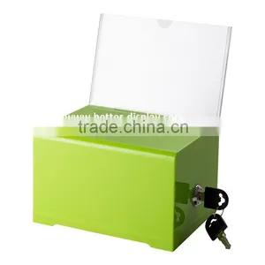 Standing Floor Lucite Charity Fundraising Collecting Box With Brochure Holder thumbnail-1