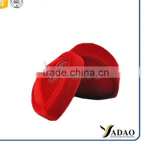 Red Color Heart Shape Velvet Packaging Ring Box thumbnail-3