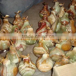 Pakistan Best Price KITCHEN AND DINING DECORATION ONYX PEAR WITH BRASS LEAF HANDICRAFTS thumbnail-5