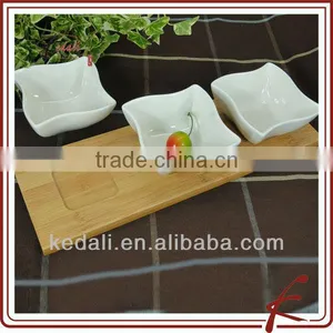 Durable Ceramic Serving Dish With Bamboo Tray thumbnail-1