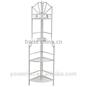 POWERLON White Antique 3-tier Metal Storage Garden Shelf Flower Plant Stand thumbnail-5