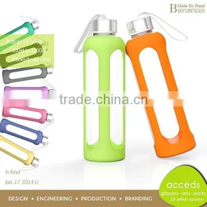Wholesale OEM/ODM Borosilicate BPA Free Glass Bottle Silicone Sleeve thumbnail-2