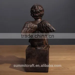 Resin Rust Color Vintage Writing Small Angel Figurines thumbnail-4