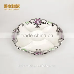 Hot Sale Ceramic Candy Plate Golden ,ceramic Plate Wholesale in Stock thumbnail-3