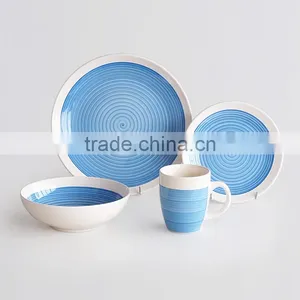 16pcs Coupe Dinnerware Set, Stoneware With Handpainting thumbnail-1