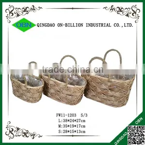 Hand Woven Straw Vintage Wicker Bags With Plastic Liner thumbnail-1