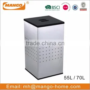 Square MDF Lid Stainless Steel Laundry Basket thumbnail-2