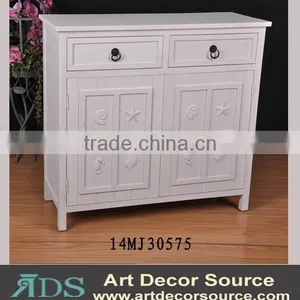 Europen Design Pure White Large Wooden Cabinet, With Sea Shell Decor thumbnail-1