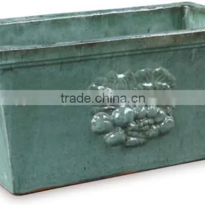Rectangular Matte Teal Planters, Garden Planter thumbnail-1