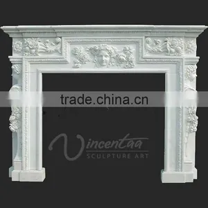 Modern Home Decoration Use Hand Carved Natural Marble Fireplace Mantels thumbnail-2